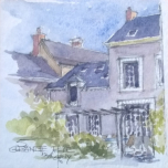 GRANDE RUE - aquarel - 15x15 cm - verkocht