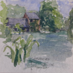 BAZOUGES sur LOIR - aquarel - 15x15 cm - € 50,--