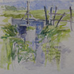 SLUISJE bij de 2e WETERING - aquarel - 15x15 cm - verkocht