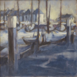 HAVEN IN DE WINTER - olieverf op paneel - 29x29 cm - verkocht