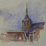 NH kerk in Oldebroek - aquarel - 15x15 cm - verkocht
