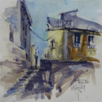 MEZE - aquarel - 15x15 cm - € 50,--