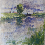 SLUIS BIJ LAAG ZUTHEM - aquarel - 15x15 cm - € 50,--