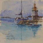 SANARY sur MER - aquarel - 15x15 cm - € 50,--