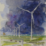 WINDMOLENS HATTEMERBROEK - aquarel - 12x12cm - verkocht