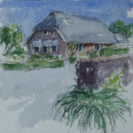 WONING - aquarel - 12x12 cm - verkocht